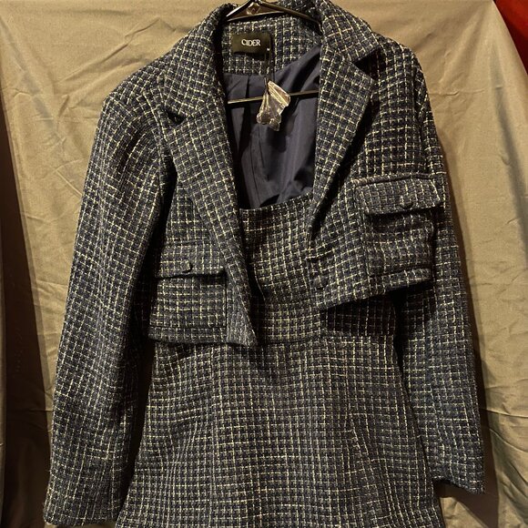 NWOT Womens Cider Tweed Cropped Blazer and Short Cami Tweed Dress - Picture 3 of 15